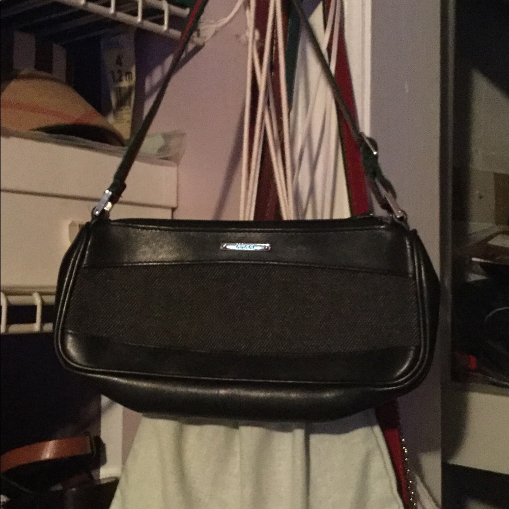 💯Authentic Gucci black leather denim bag